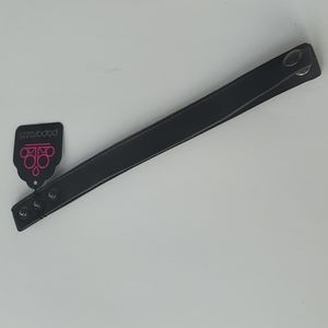 Boutique Paparazzi Faux Black Leather Double Walled Snap Bracelet